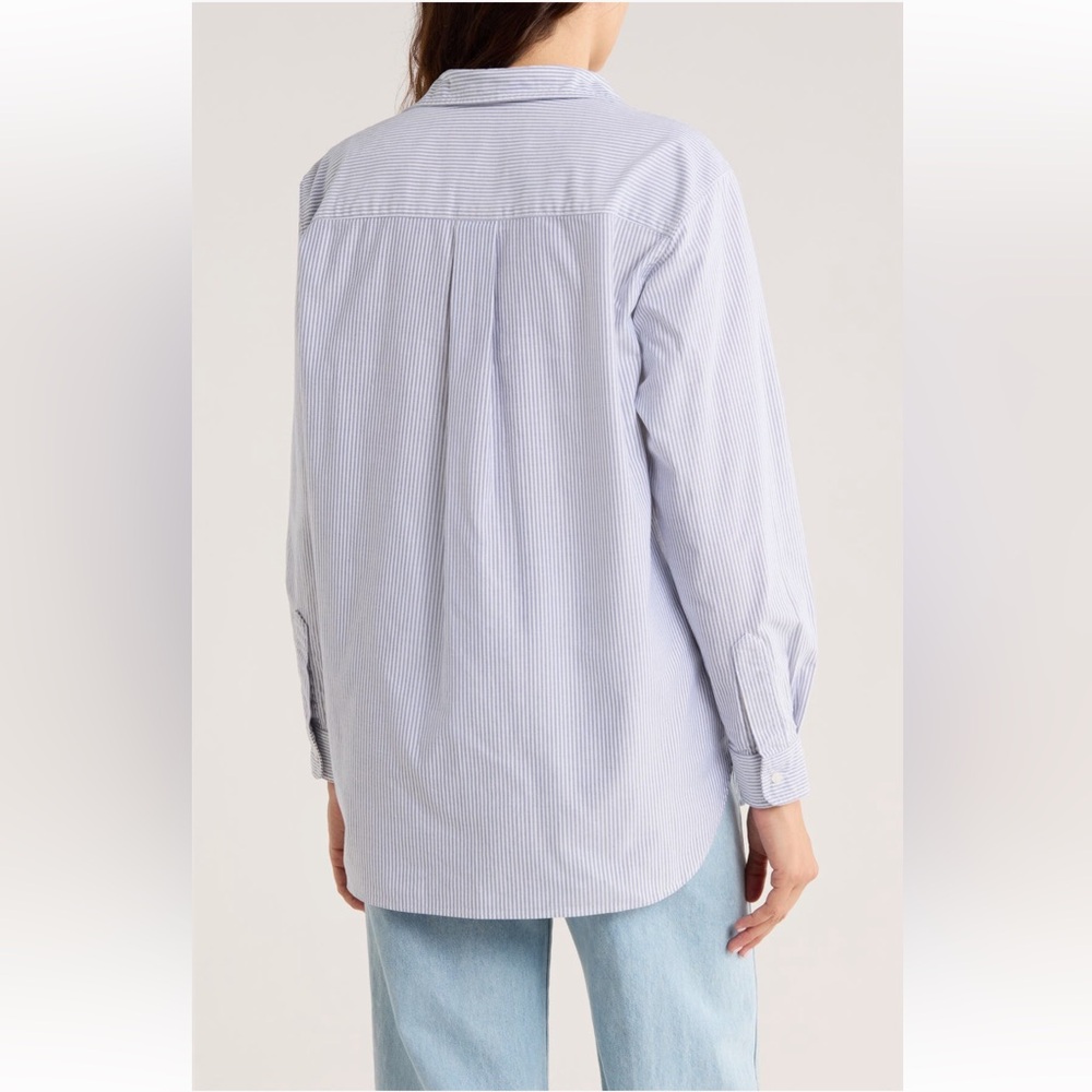 Frank & Eileen Joedy Boyfriend Cotton Button Up‎ down Shirt striped large NWT - Picture 2 of 3